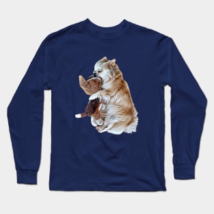 Adorable Sleeping Tibetan Spaniel with Her Favorite Toy Dog, Drawing Long Sleeve T-Shirt